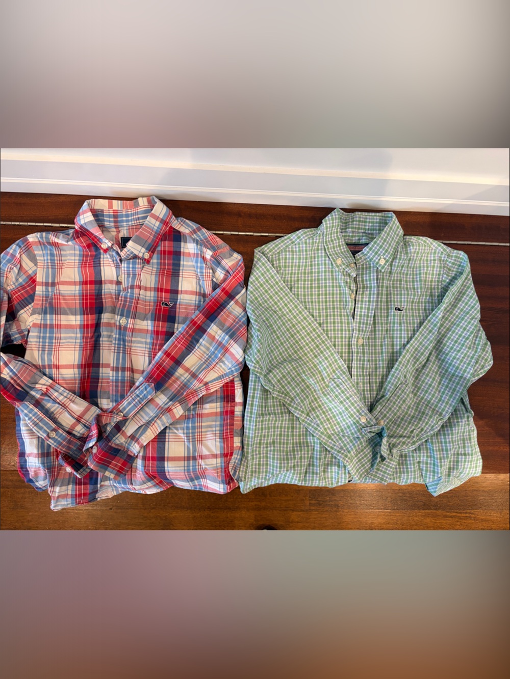 Vineyard Vines Kids Plaid Button-Down Shirts in Red/Blue and Light Green